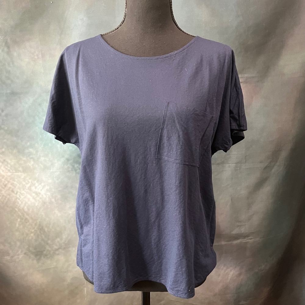 PS Kate Womens Navy Blue Short Sleeve Pocket T-Shirt Knit Top Style 6424 Small